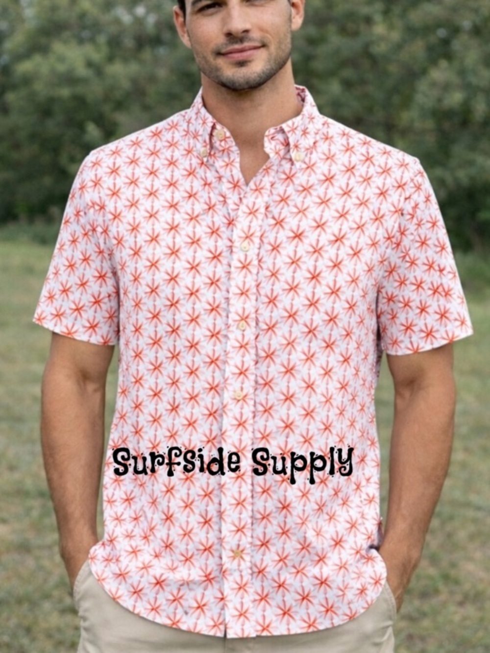 Orange & White Print Shirt